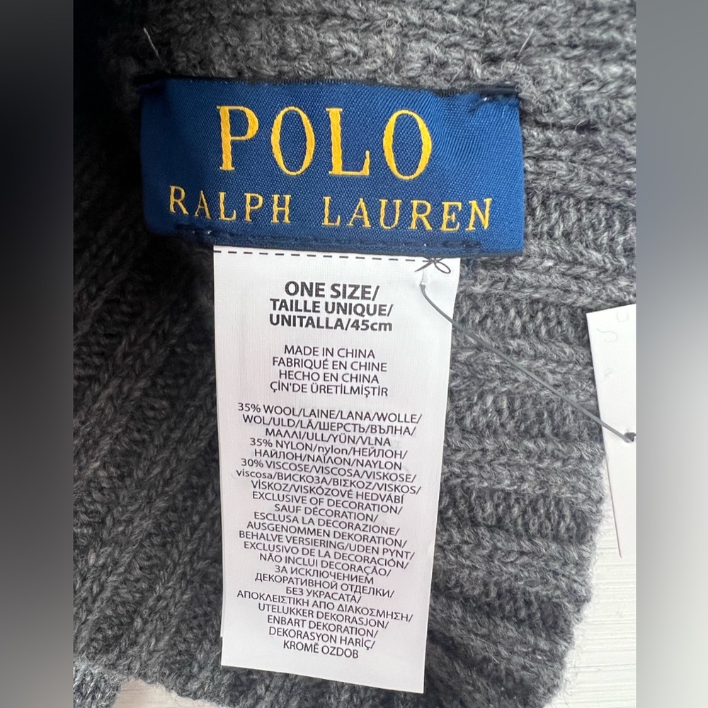 Polo Ralph Lauren Charcoal Knit men’s set hat and gloves - Picture 5 of 5